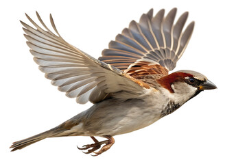 Obraz premium Flying Sparrow isolated on AI Generated by PNG