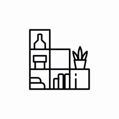 shelf cainet plants books icon sign vector