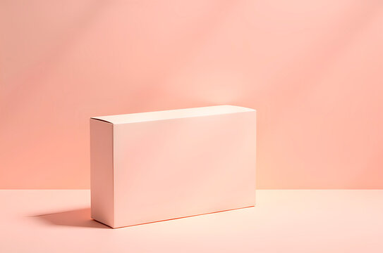 Blank Product Packaging Box on Pastel Pink Background with Soft