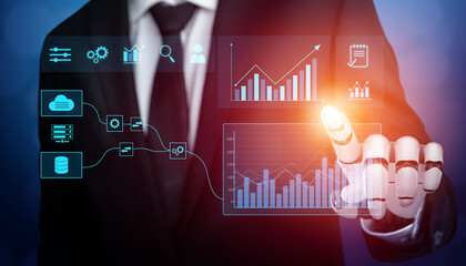 AI-generated interface showing seamless data integration from cloud and database into automated analytics dashboard for business insights and performance monitoring Vouch