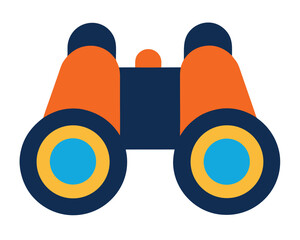 Binoculars vector illustration in orange blue and yellow colors