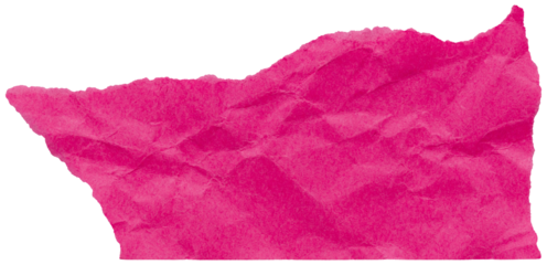 Abstract shape torn piece of hot pink paper, isolated fragment of crumpled paper for collage design
