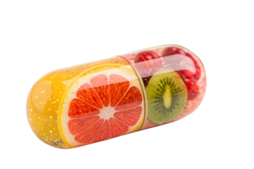 Fruit vitamin capsule isolated on AI Generated by PNG