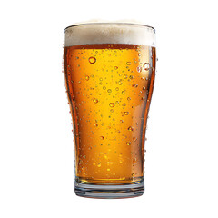 Refreshing beer in a tall glass condensation droplets clinging to the sides topped with a frothy head Celebratory Cheers !