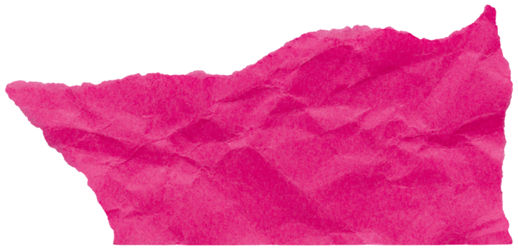Abstract shape torn piece of hot pink paper, isolated fragment of crumpled paper for collage design