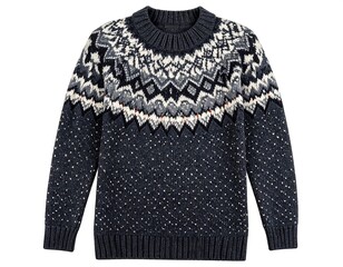 Navy sweater with intricate Fair Isle pattern