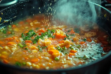 zero-waste homemade vegetable soup preparation in the kitchen