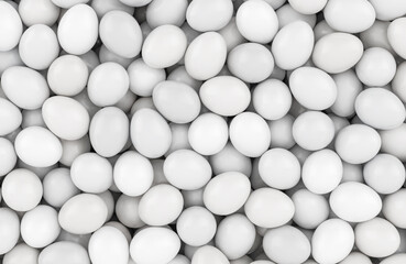 White eggs heap, background. 3D rendering
