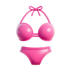Pink bikini clothing for women 3D model isolated on transparent background