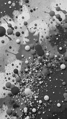 Abstract black and white composition with various circular shapes