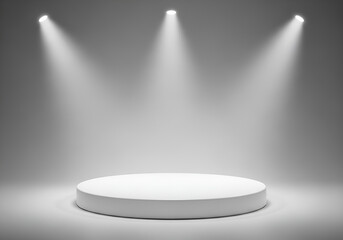 Empty product display podium with spotlights for presentation and exhibition