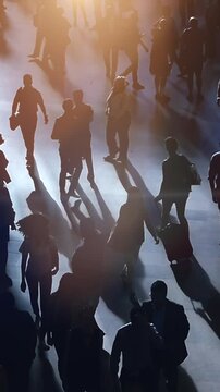 Crowd Silhouettes in Motion Under Soft Ambient Light, Creating a Unique Vibe and Energy