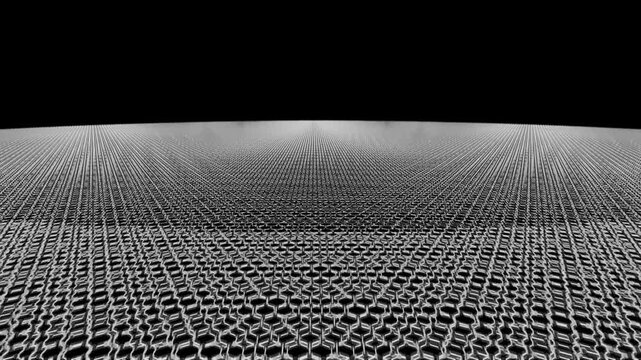 3d rendered animation of two layers of twisted graphene or twistronics.  