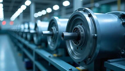 Fototapeta premium High-tech electric motors assembled on industrial production line created with generative ai