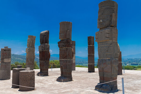 Toltec warriors statues in Tula