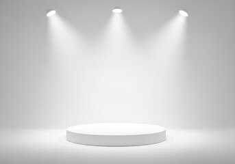Illuminated podium stage for product showcase presentation and exhibition display