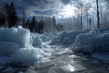 frozen river in winter