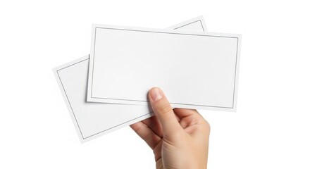 Hand Holding Two Blank Perforated Coupon Tickets for Promotions and Discounts