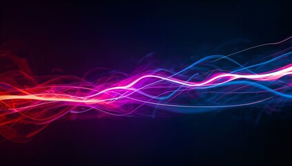 Futuristic Neon Wave Light Pattern in Red and Purple