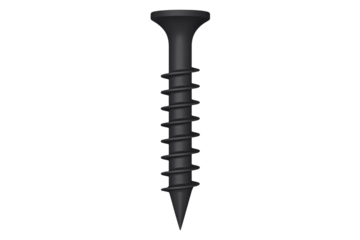 Sleek black screw with sharp point for construction projects