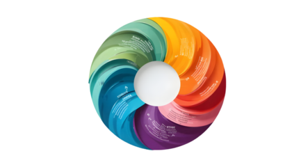 Colorful circular swirl pattern isolated on transparent background