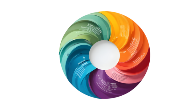 Colorful circular swirl pattern isolated on transparent background