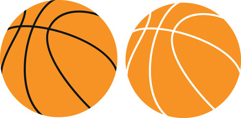 Obraz premium Basketball With and Without Line Vector