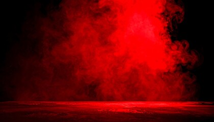Naklejka premium Dramatic Red Cloud of Smoke on a Dark Background