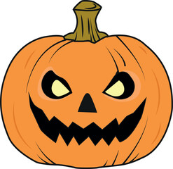 Halloween Pumpkin Flat Vector Illustration