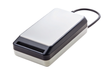 Isolated card reader device for digital storage and data transfer isolated on transparent background