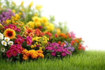 Obraz premium Vibrant flower bed bursting with colorful blooms.