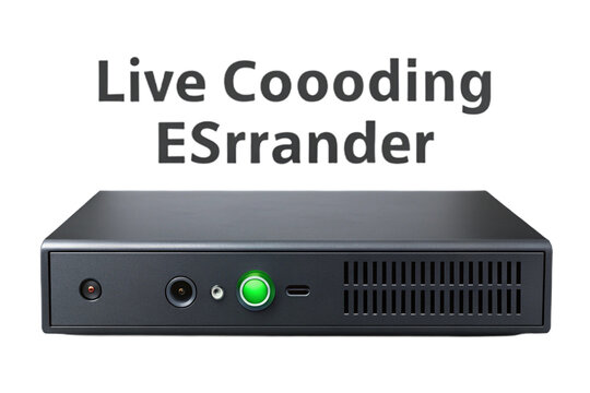 High quality image of a professional live streaming encoder device for broadcast and content creation isolated on transparent background