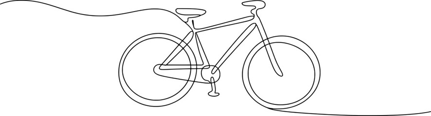 Minimalist single line drawing of a bicycle line art black and white