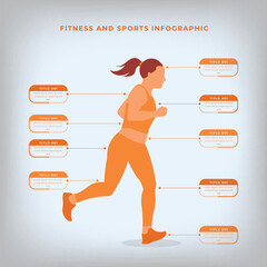 Dynamic Fitness and Sport Infographic Vector Featuring Workout Icons and Health Data Elements