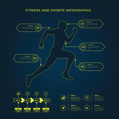 Dynamic Fitness and Sport Infographic Vector Featuring Workout Icons and Health Data Elements
