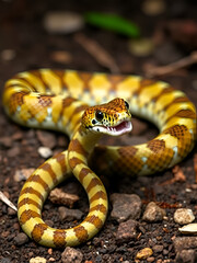 Obraz premium A sidewinder rattlesnake, its distinct pattern and rattle signaling warning and protection.