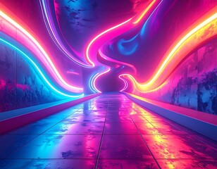 Neon tunnel with vibrant colors (1)