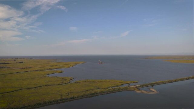 Aerial video of the Bayshore Center of Bivalve in Port Norris, New Jersey.