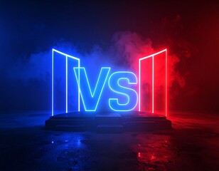 Neon VS sign, smoky backdrop