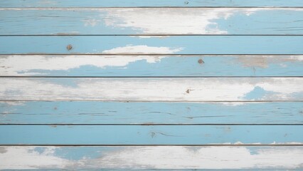 Light blue and white painted rustic wood board horizontal wooden boards flat background