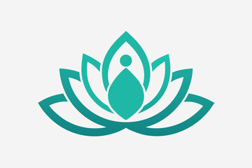 Abstract teal lotus flower logo design