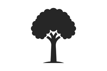 Simple black silhouette of a tree on a white background