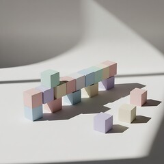 Minimal Geometric Composition of Pastel Cubes