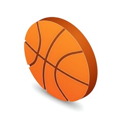 3D Paper Cut Isometric Basketball Sport Icon