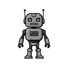 Hand-Drawn Pixel Art Robot Doodle