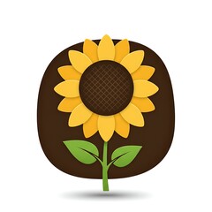 Retro Paper Cut Sunflower Illustration