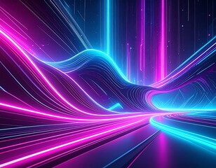 Neon-lit futuristic highway.  Dynamic vibrant scene