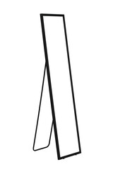 large floor mirror in a black frame with a stand, isolated on a white background