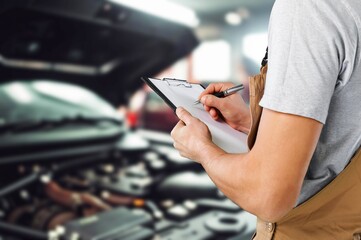 Auto check up in car service shop