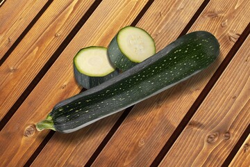 Ripe green fresh zucchini vegetable